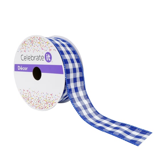 12 Pack: 1.5" x 10yd. Wired Gingham Ribbon by Celebrate It